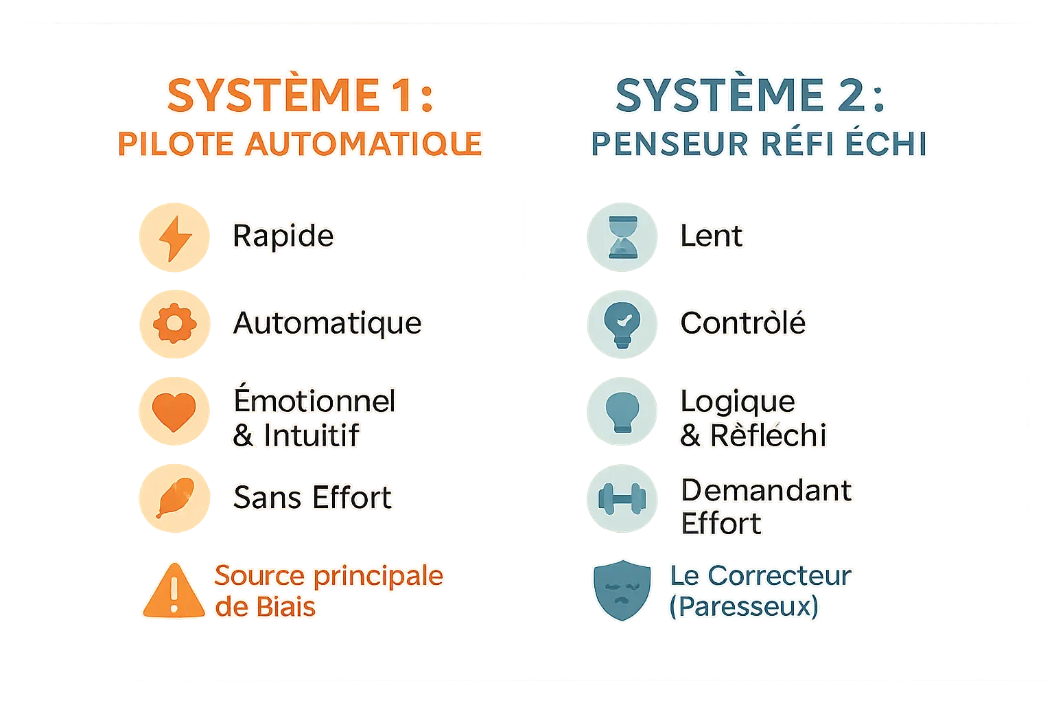 Comparaison du <strong><strong>Système 1</strong> vs Système 2 selon Kahneman dans le domaine financier</strong>