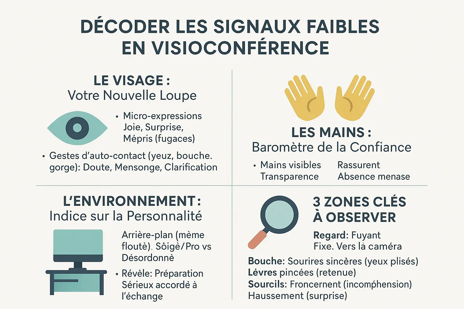 Illustration de communication non verbale en visioconférence