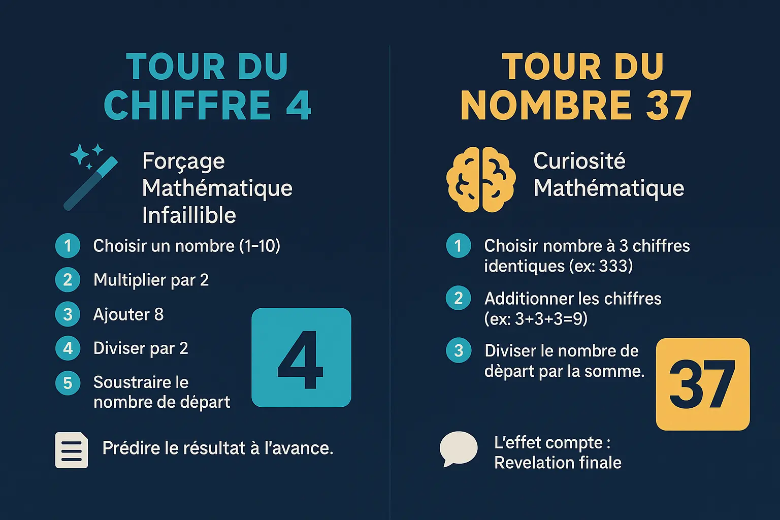 Illustration des tours mathématiques