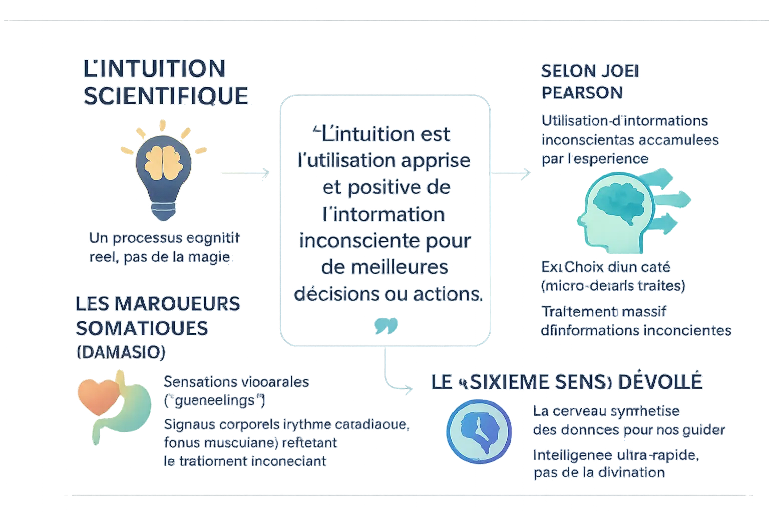 Représentation visuelle du cerveau traitant des informations intuitives